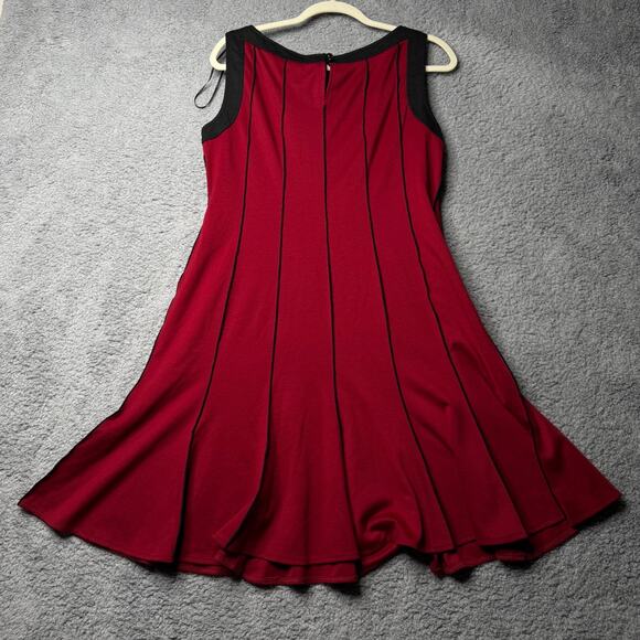 Vintage Studio 1 Petite Dress Women's 14P Red and Black Sleeveless Mini - Picture 2 of 7